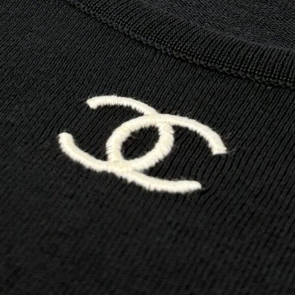 CHANEL Vintage 98P CC Mark Logo Summer Knit Tank Top #38 Black White [106500] - Picture 9 of 13